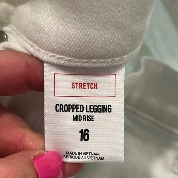 Express Womens Cropped Legging Jeans Mid Rise Stretch Cotton Blend White Size 16 - Picture 6 of 11
